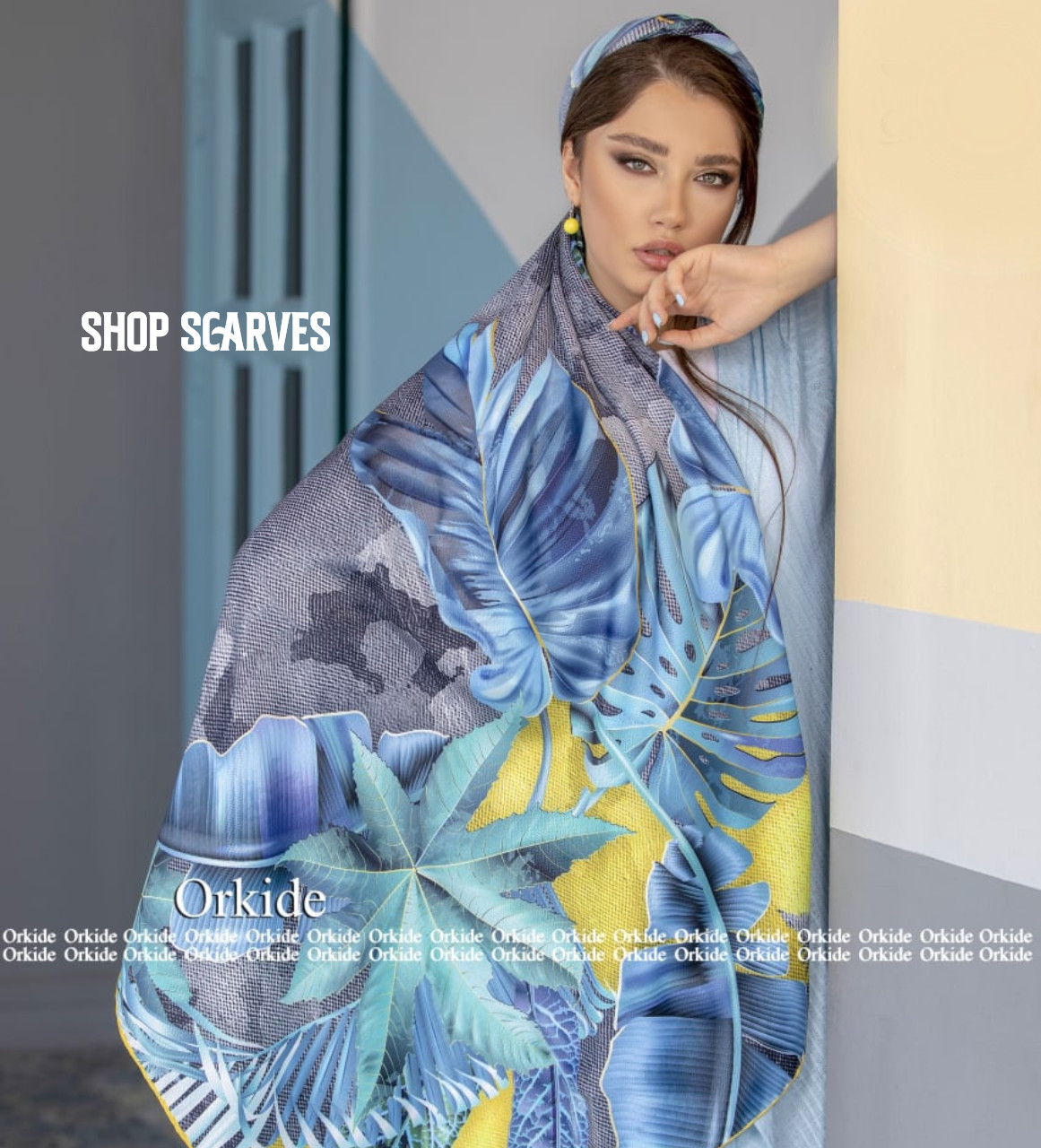 روسري نخ ابريشم ارکيده عکس روسری نخ ابریشم
